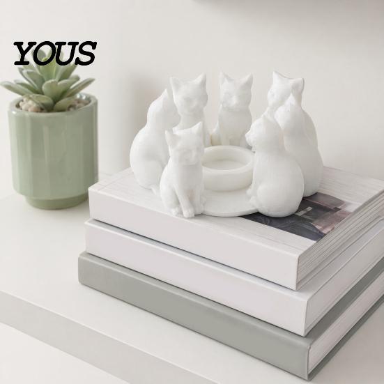 Langlebige Katzenfigur Geschenk 3D-gedruckter Kerzenhalter, Ästhetische Schreibtischdekoration mit matter Schleifoberfläche, Integrierte stabile glatte geschwungene Skulptur, Heimdekoration