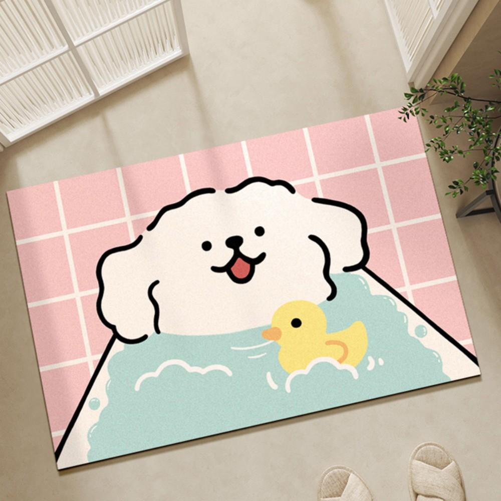 Striped Dog Silicofluorite Decorative Carpet Anti-slip Water Absorbing Entrance Hall Bathroom Home Decoration