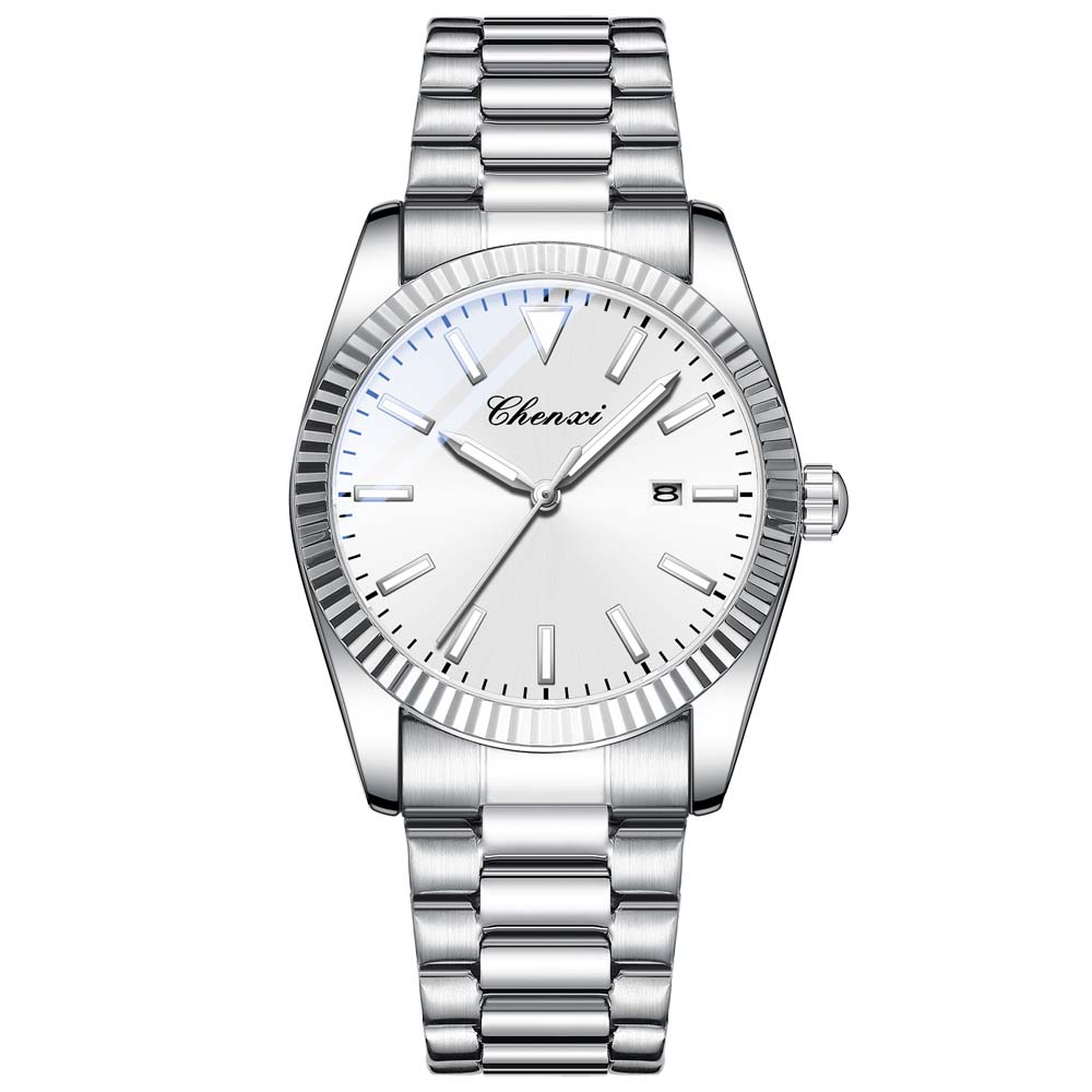 CHENXI Couple Watches Men's Quartz Watch with Date Stainless Steel Strap Water-Resistant Business Casual Style Ideal Couple Gift