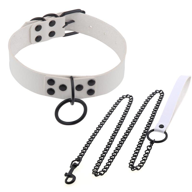 Bdsm Sex Collar Bondage Necklace Slave Leash Steel Chain Rivet Choker Dog Chain Punish Neck Collars Sex Toys For Woman Man
