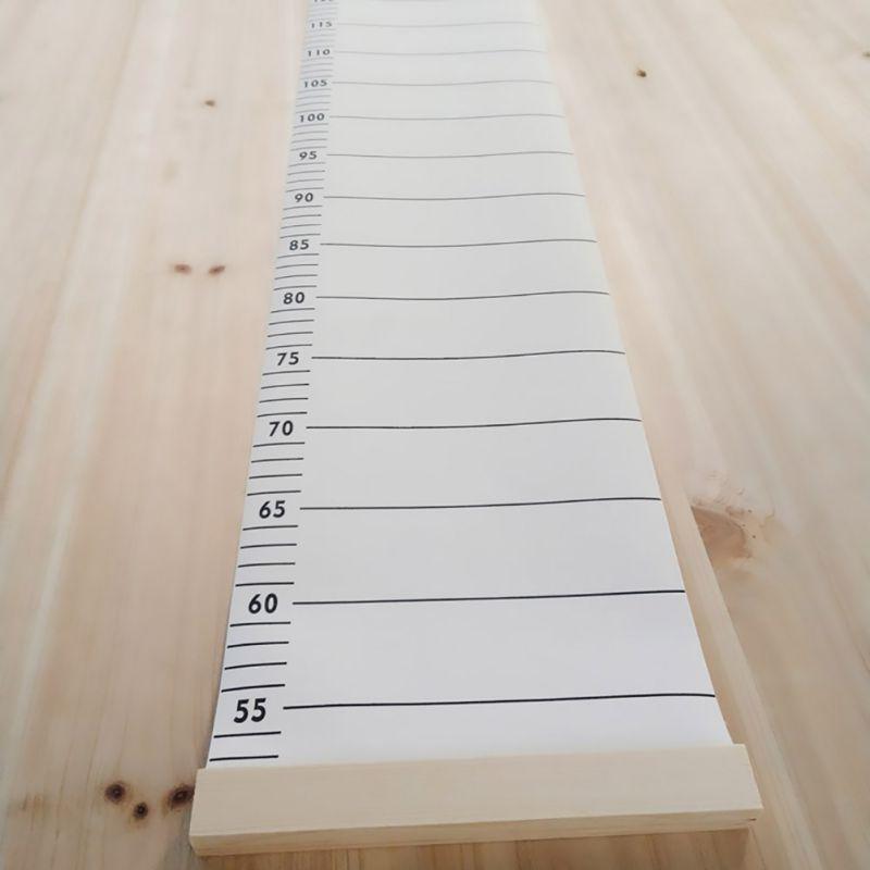 Decorative Height Growth Chart Hanging Wood Frame Fabric Canvas Height Measurement Ruler