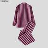 INCERUN Two Pieces Men Lapel Striped Long Sleeve Thin Blazer Long Flare Pants Sets