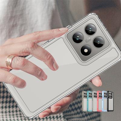 Acrylic Shockproof Clear Phone Case for Xiaomi 14T Pro Candy Color Frame Hard Transparent Back Cover 14 T Pro