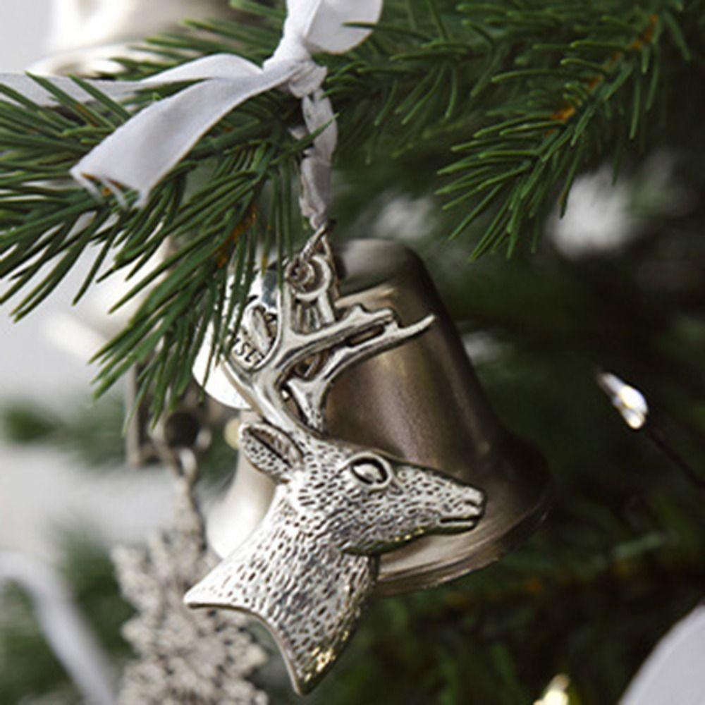 Iron Christmas Bell with Ribbon Window Pendants Door Hanging Decoration  Shopping Mall