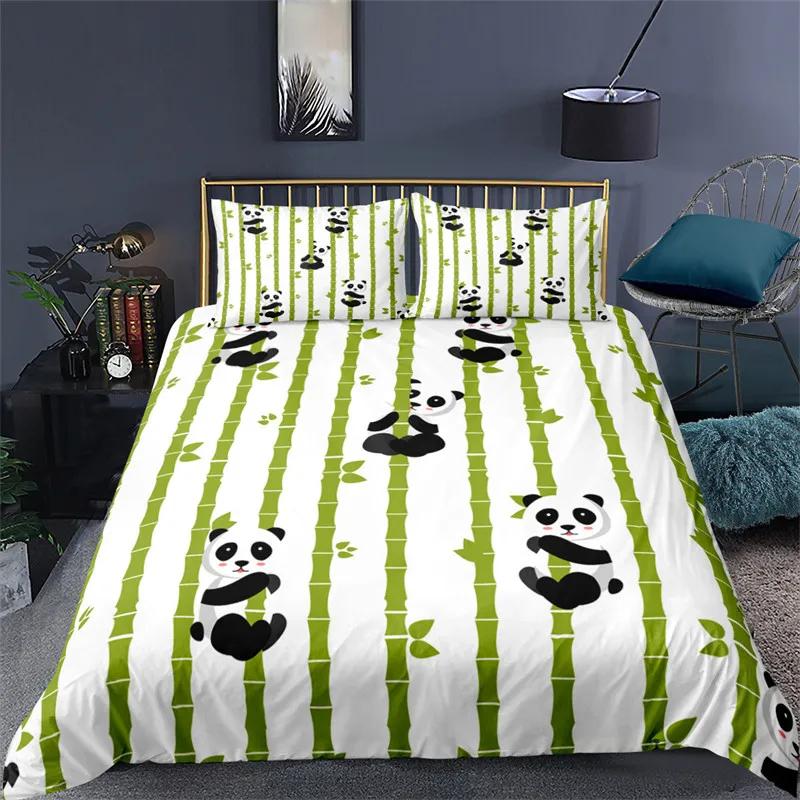Cute Cartoon Panda Duvet Cover Twin Queen For Boys Girls Teen Soft Animal Theme Panda Bedding Set With Pillowcases Bedroom Decor