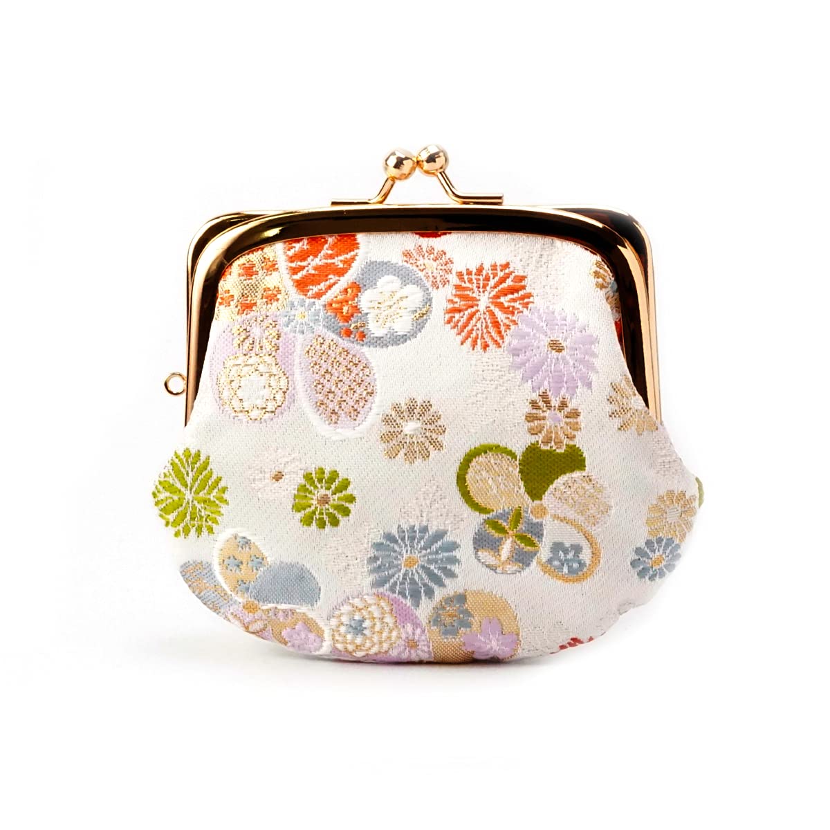 

Kyoto Geibido Clasp Handcrafted by Japanese Made in Japan Nishijin-ori 3.3-inch Wallet, Artisans, Pattern, (White Flower)