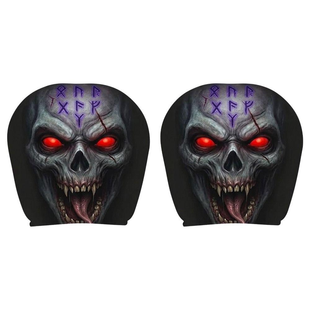 2Pcs Exaggerated Car Pillowcase Cartoon Car Seat Headcover  Halloween Christmas Holiday
