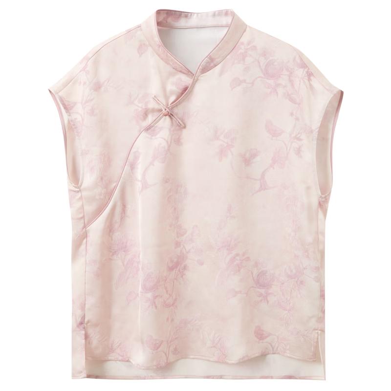Sancai 2026 Summer New Chinese Style Jacquard Short Sleeve Blouse XL