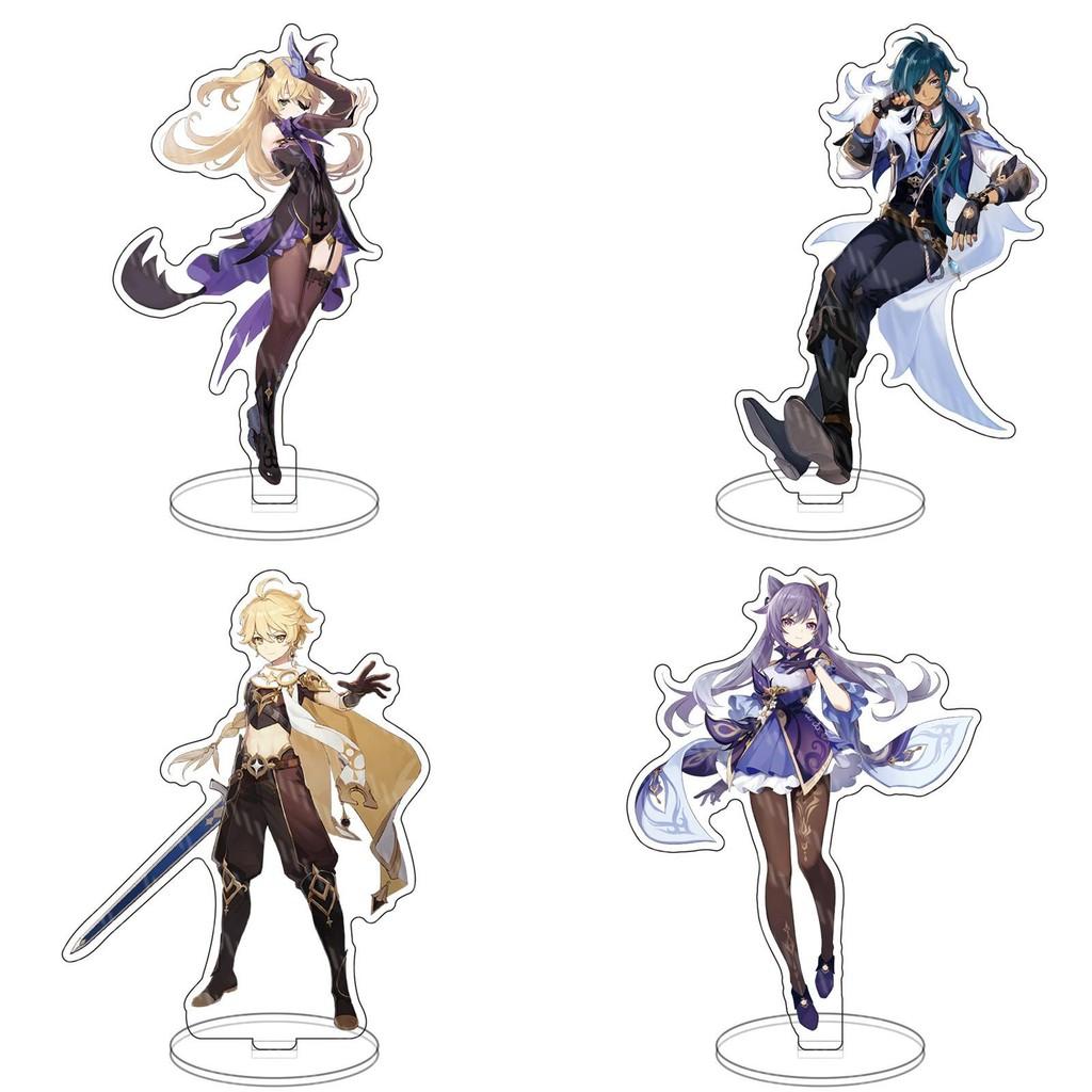 Intricate Genshin Impact Acrylic Figure Stand Featuring Icons Barbatos And Keqing