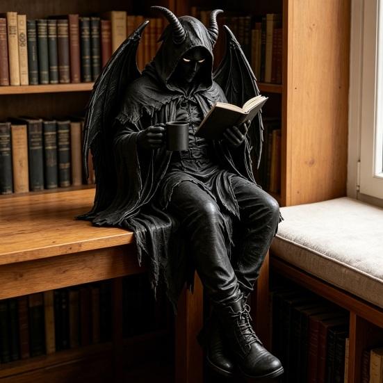 Jijijing Gotische Duistere Fantasie Figuur, Skelet Lezend Boek Beeldje, Academie Huisdecoratie voor Bibliotheek Kantoor Studiekamer Verzamelaar Display Cadeau
