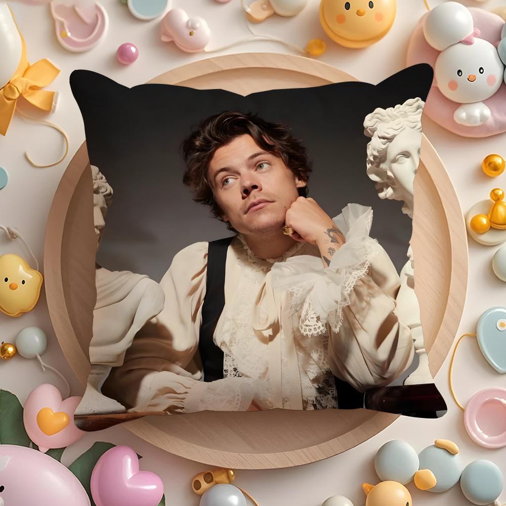 H-Harry S-Styles Singer Cushion Cover Home & Car Multi-Scene Pillow Cover - Reversible, Soft & Durable for Daily Use