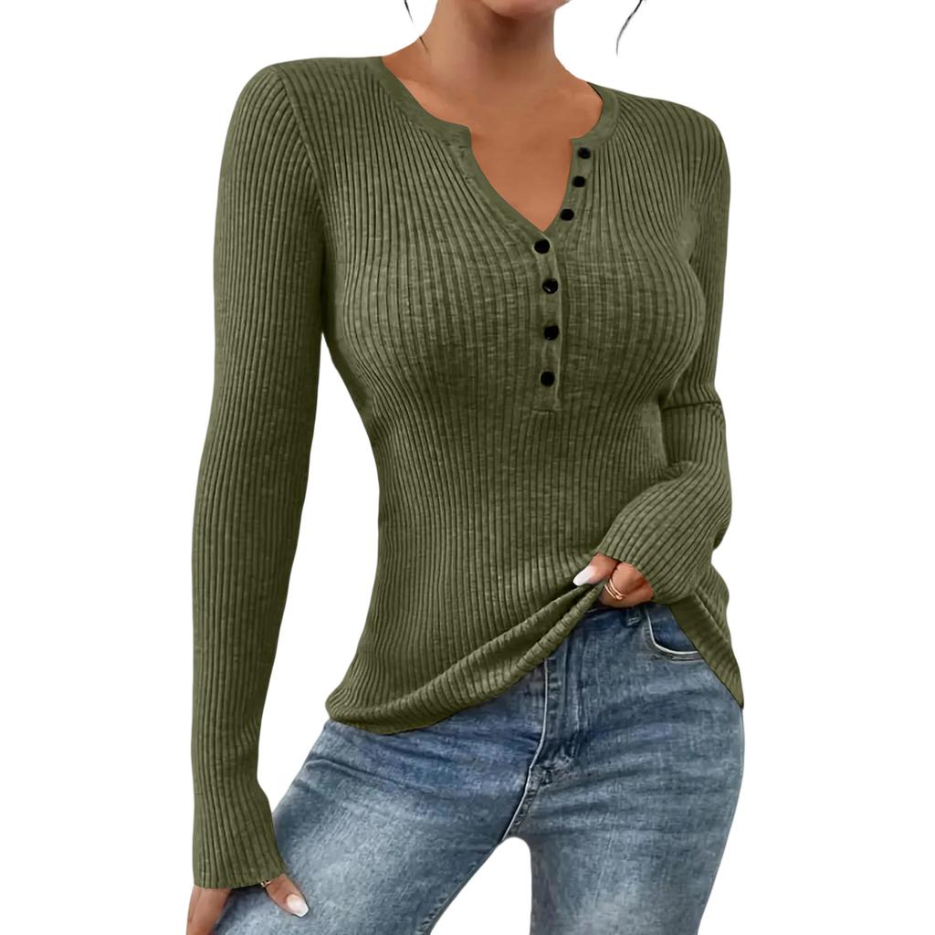 Damski sweter z kolorowymi guzikami, dzianinowy, dopasowany i wszechstronny, z długim rękawem