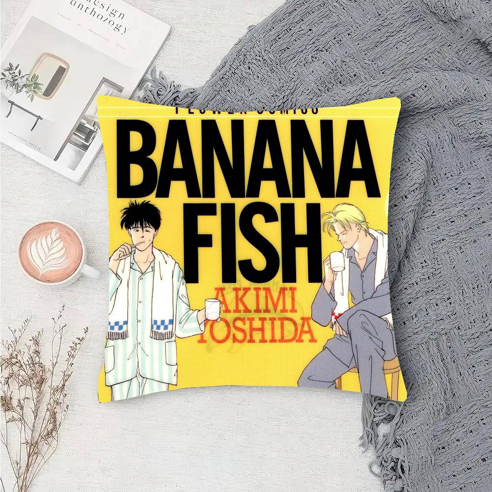 Anime BBanana Fish Pillow Case Fashion Square Pillowcase Bedroom Sofa Room Ins Decoration Leisure