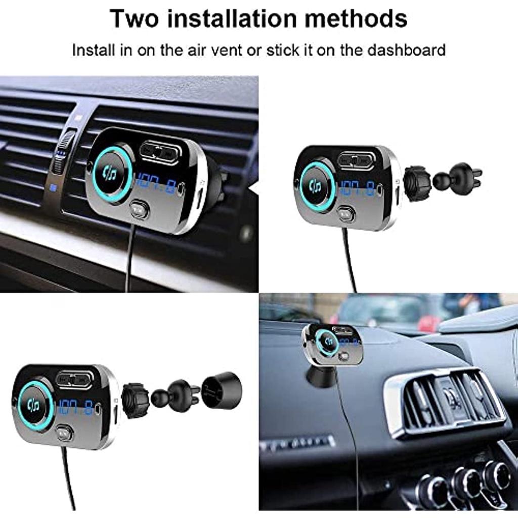 Bluetooth 5.0 Car Fm Transmitter Upgrade Handsfree pro vozidla Automobilový MP3 přehrávač Rychlé nabíjení Qc3.0 2 USB 5V/3A 2,4A Port Podpora Tf karty Aux Siri/Goo