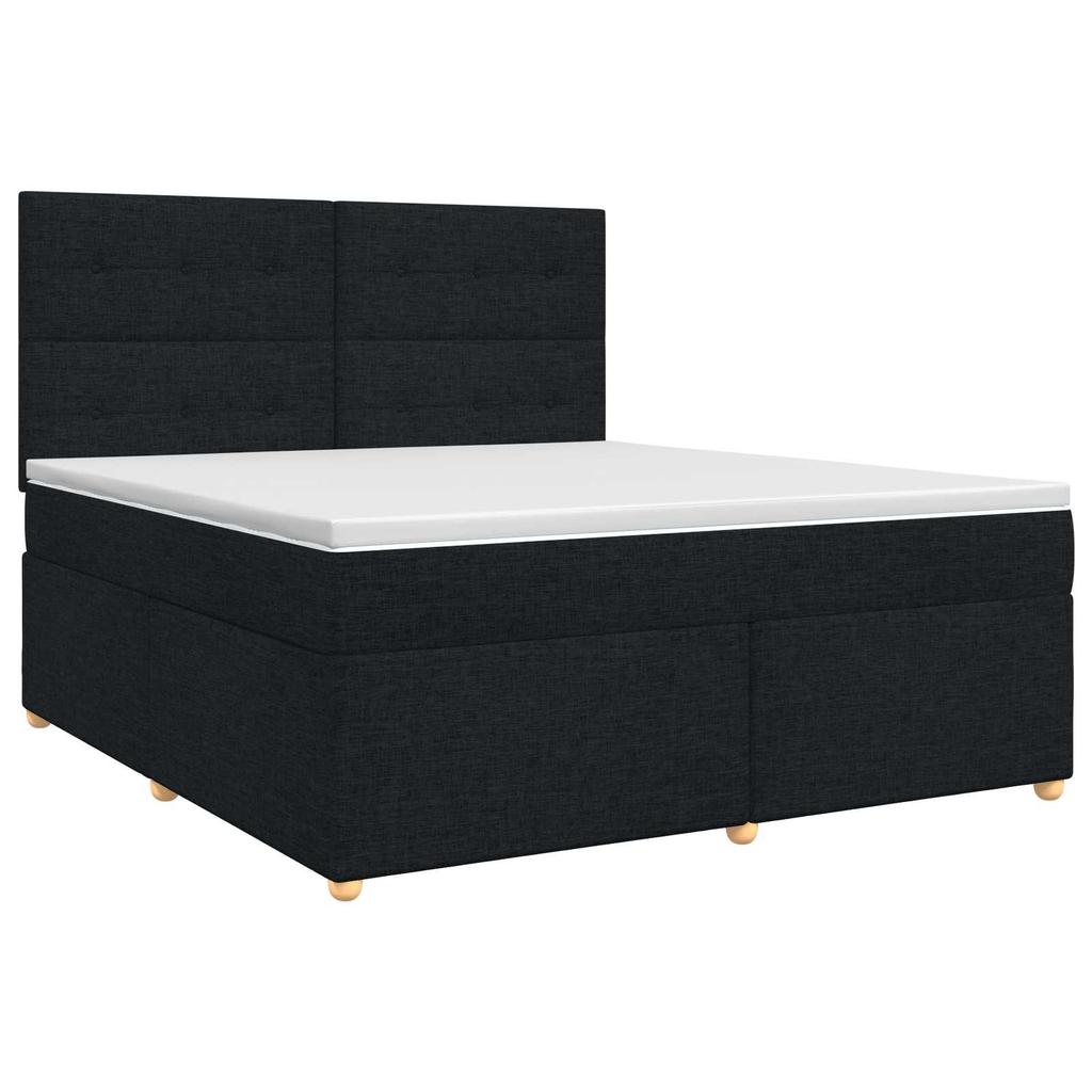 Box Spring Bed with Mattress Black 140 X 190 Cm Fabric