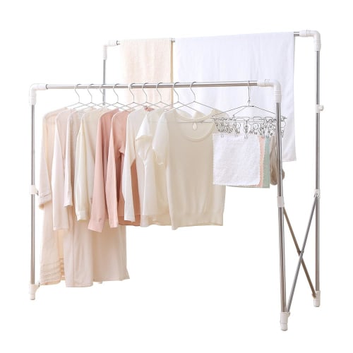 IRIS OHYAMA SMH-150R: 6-position Adjustable Clothes Drying Rack, Expandable To Accommodate Futons and Pillows, Fits Approximately 4 People, Width 97-1