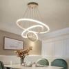 Modern Minimalist Golden Three-Ring LED Chandelier