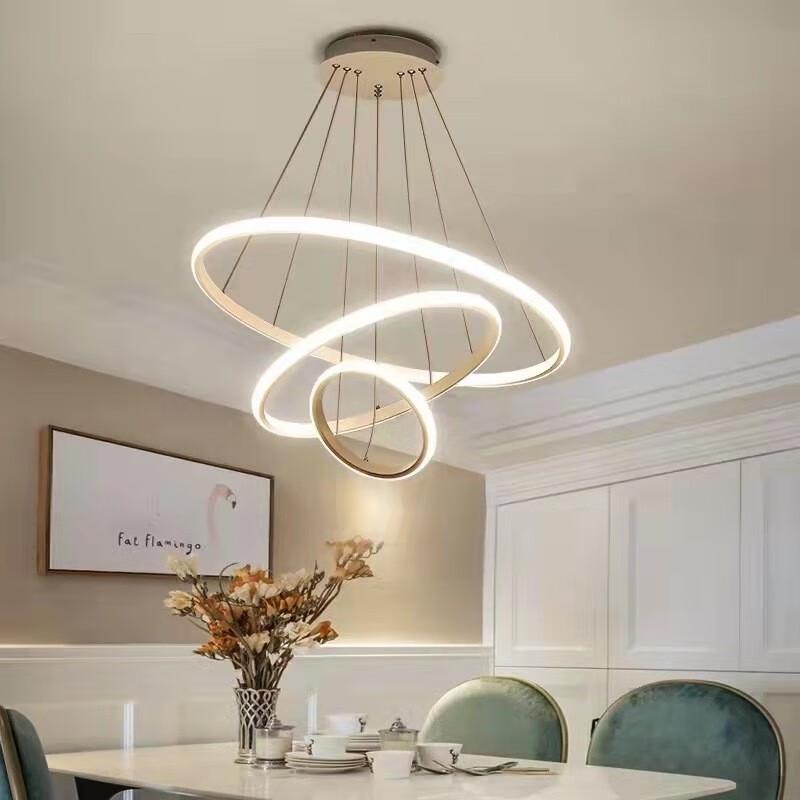Modern Minimalist Golden Three-Ring LED Chandelier