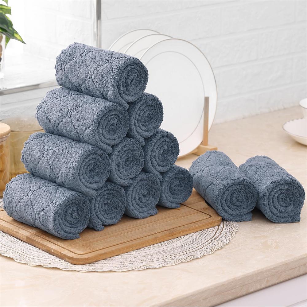 Kitinjoy 6pcs Microfiber Towel Absorbent Kitchen Cloth Wash Kitchen Clean Cloth Soft Lint Free Dish Cloth Household Wash Towel