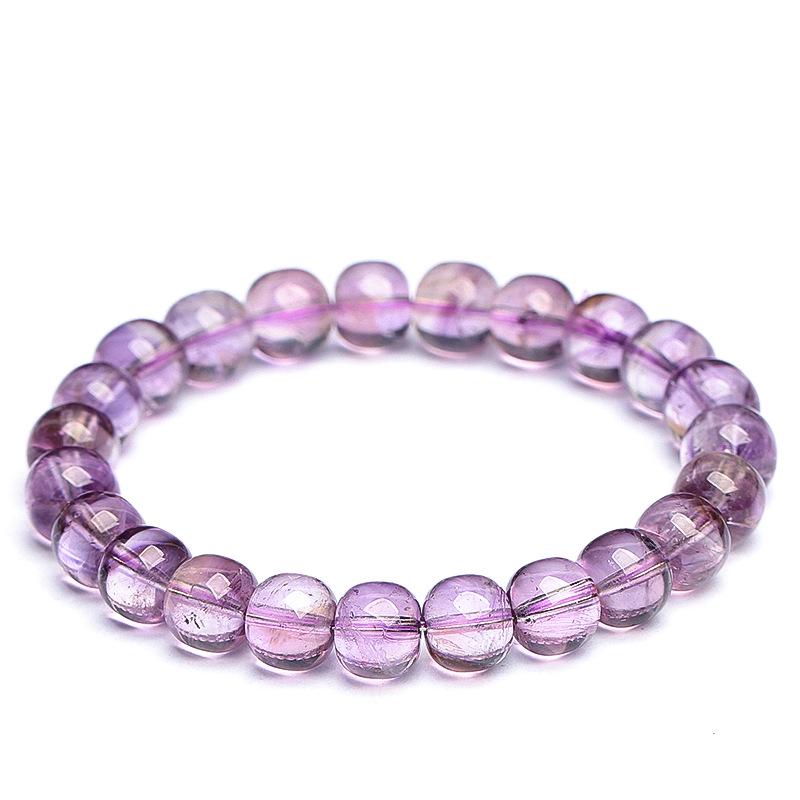 Hongxi Rui Natural Bolivian Amethyst Old Cut Bead Bracelet – Light Purple Crystal with Mirror Surface Finish