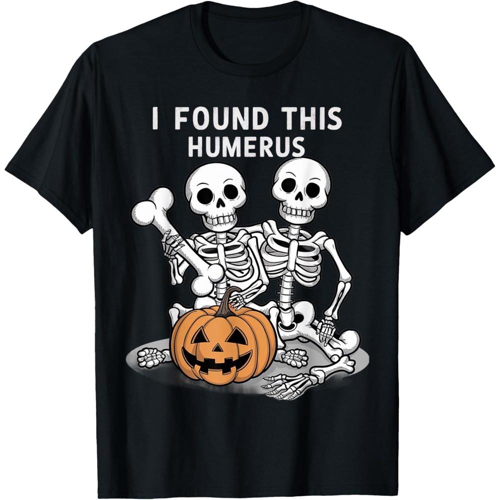 Halloween Skeleton I Found Humerus Funny Costume Men Women Cotton Men T Shirt 3XL чёрный