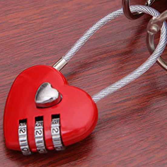 

Мини Кодовый Замок в Форме Сердца с 3 Цифрами, Перенастраиваемый, для Чемодана, Сумки, Дорожный красный