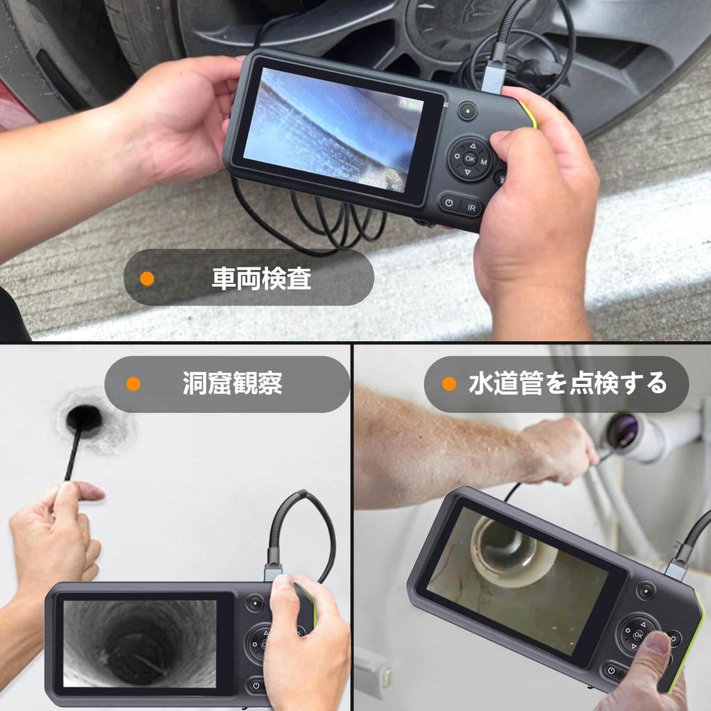 Fiberscope with 5m Endoscope and Snake The Monitor Can Display Two Cameras Features a IPS 32GB Memory Photo and Video and Is Ideal for Air