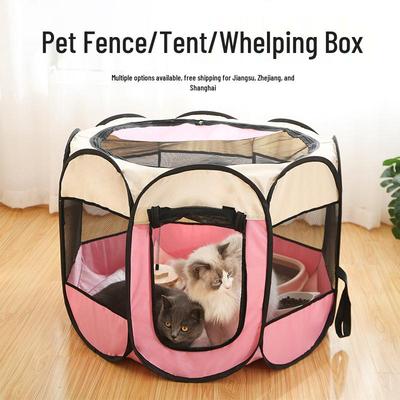 Portable Octagonal Pet Tent: Foldable Cat & Dog Cage with Oxford Cloth