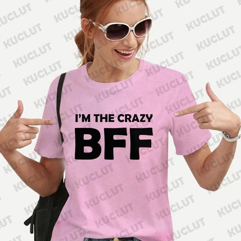 BFF Unisex T-Shirt Vintage Tee Lockere Oberteile Crazy BFF Lustiges Geschenk Beste Freunde Geburtstag T-Shirt für Unisex Sommer Harajuku T-Shirts