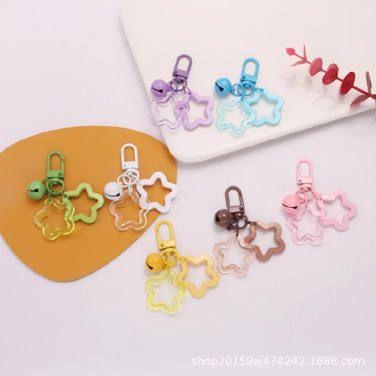 Star Bell Pendant Cute Keyring Hollow Star Charm Keychain Bag Pendant Keyholder
