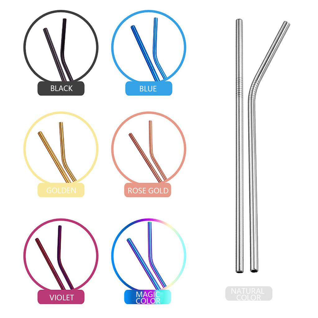 Stainless Steel Reusable Drinking Straws Set with Cleaning Brush Eco-Friendly Durable Metal Straws for Home Bar Kitchen Use