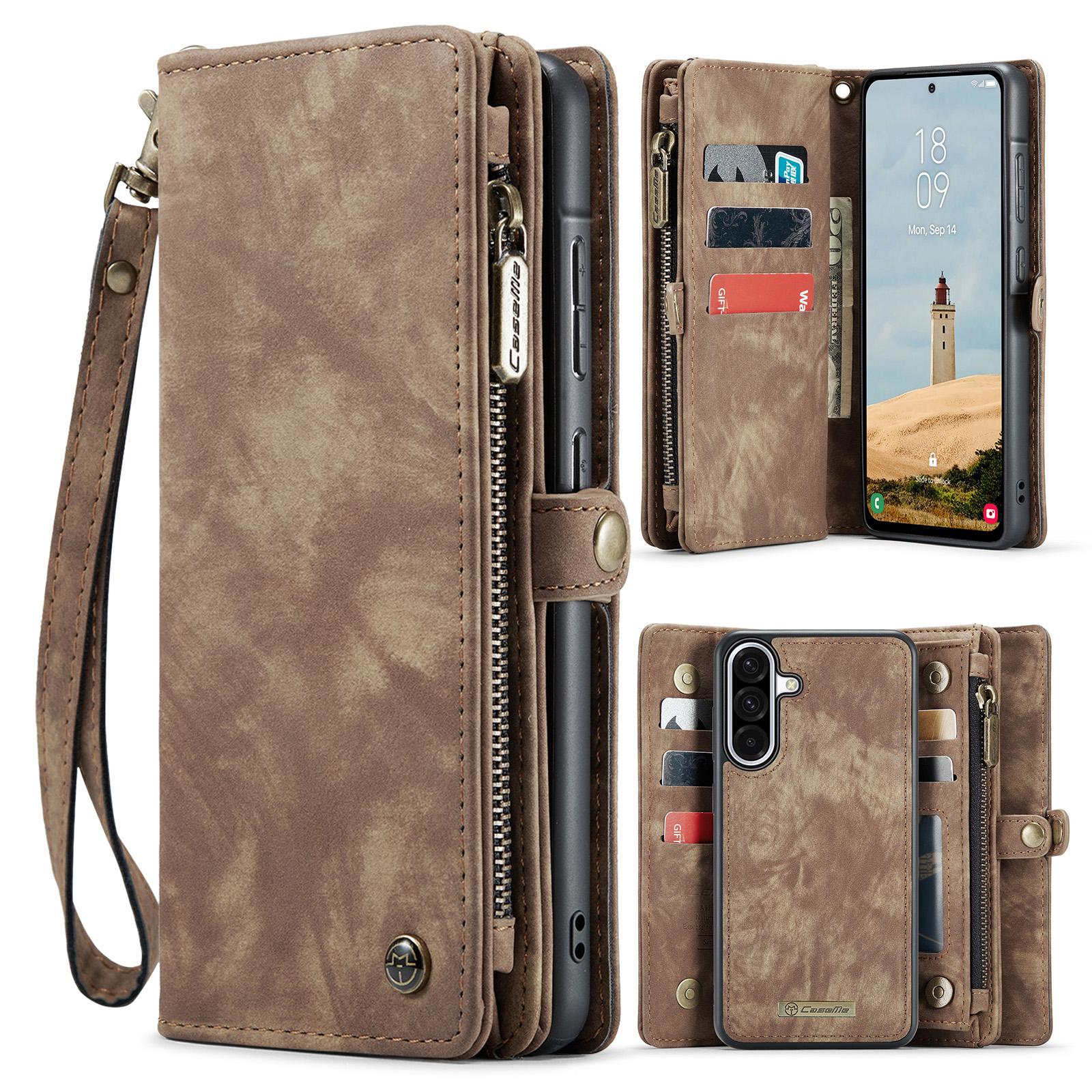 

For Samsung Galaxy A17 5G Phone Cases CASEME 008 Leather Cover with Detachable Wallet and Strap Brown