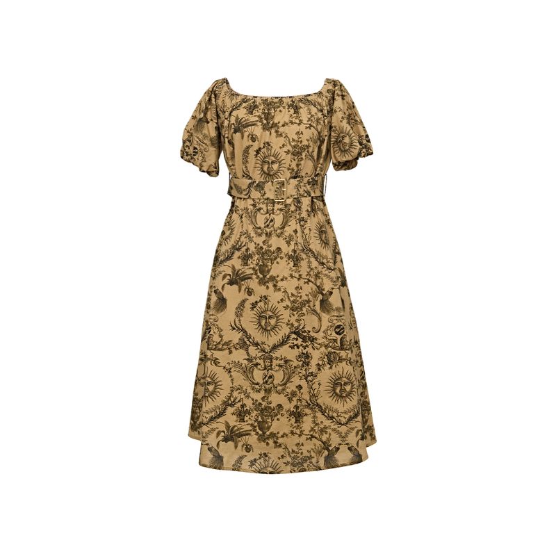 

Blacknini Yin Waffle SUNFLOWER Limited Exclusive Di0r Same Source Print Shoelace Two-Way Collar Dress Dress S