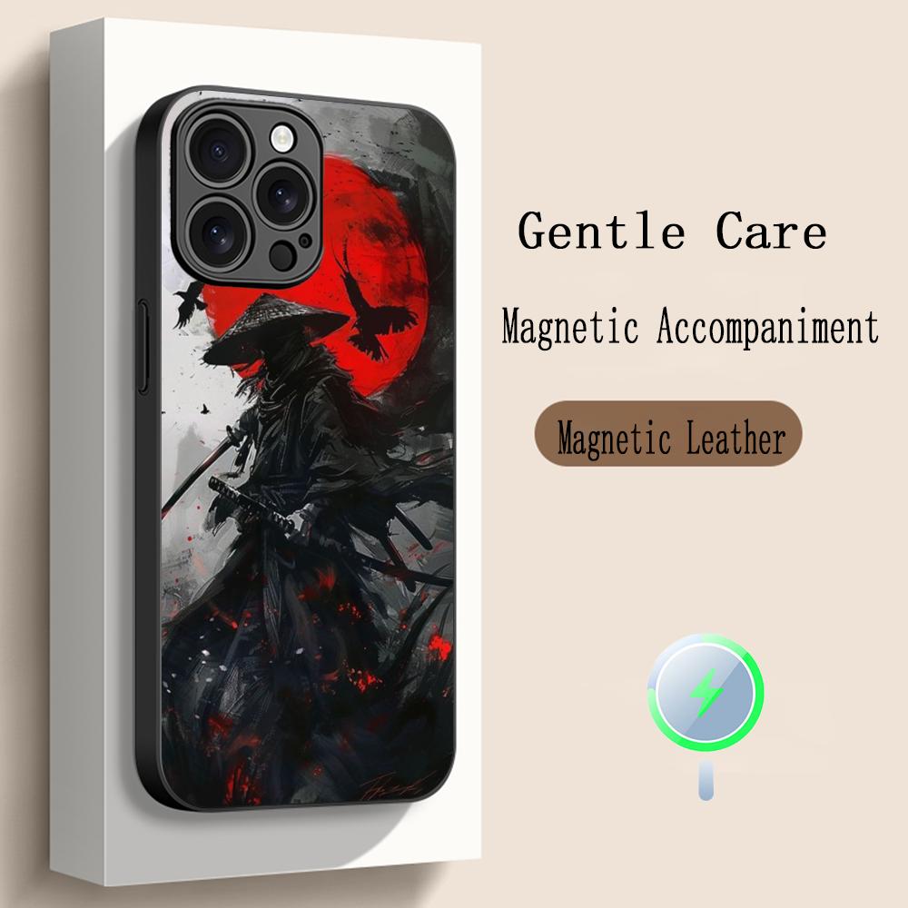 

Fantasma cool japan samurai painting Phone Case For iPhone 17 16 15 14 13 12 Plus Pro Max High-end Luxury Magsafe Sheepskin iPhone 15 Pro