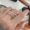 Women's Geometric Double Layer Chain Adjustable Ring - Versatile, Stylish Open Design for Index Finger