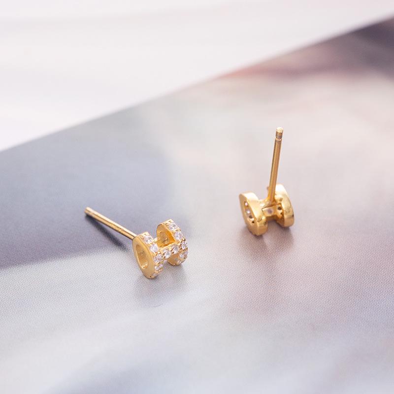 Banyan Tree S925 Silver 'H' Diamond Earrings for Women - Elegant and Versatile for Daily Wear.