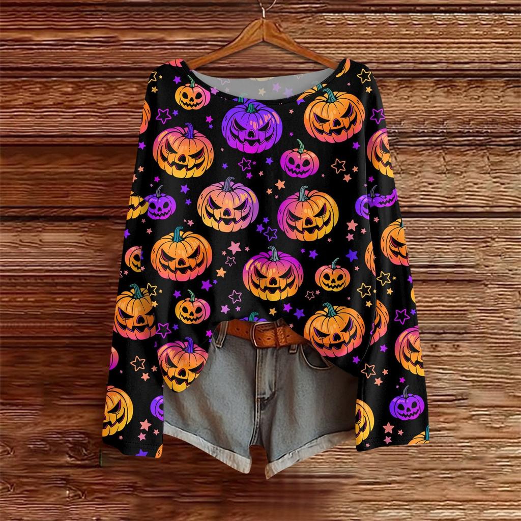 Long Sleeve Shirts For Women Print Graphic Tees Blouses Casual Plus Size Basic Tops Pullover