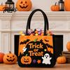 Trick Or Treat Candy Holder Halloween or Bag, Felt Goodie Bag with Pumpkin Ghost Patches, Child-friendly Large Tote for Kids, Party Favor, Haunted