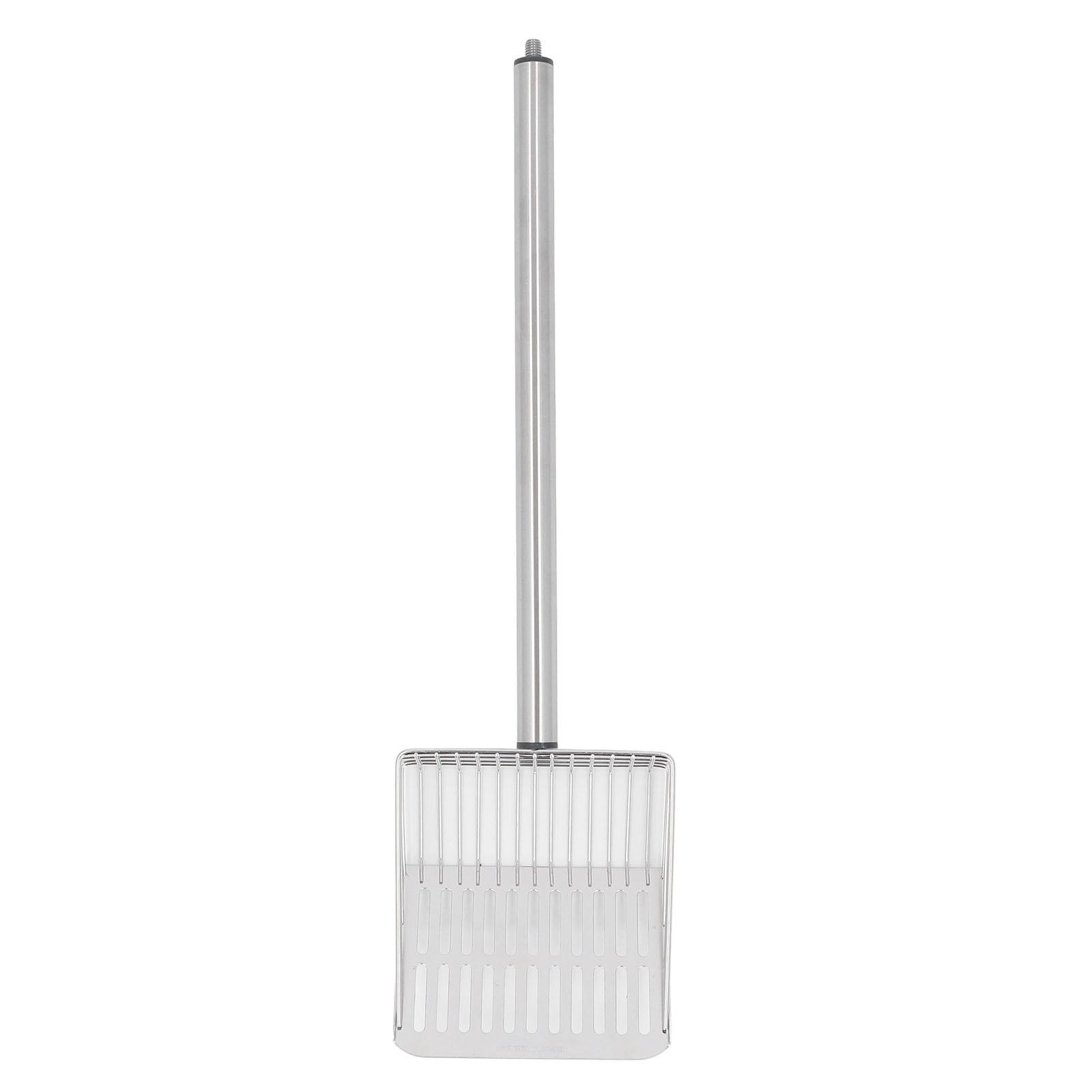 

Совок для кошачьего туалета с длинной ручкой из нержавеющей стали, совок для кошачьего кала, лопатка-сито для куриного помета Black