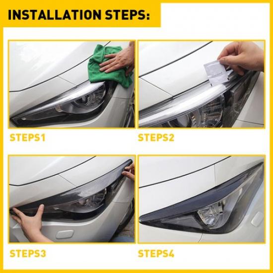 Headlight Eyelid Eyebrows Eye Lid Brow Gloss Black For Infiniti Q50 2014- EA