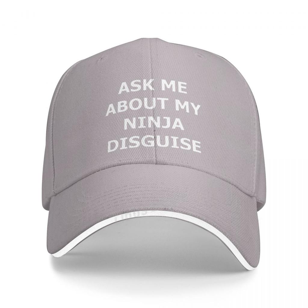 ASK ME ABOUT MY NINJA DISGUISE Funny Letter Print Baseball Cap Adjustable Unisex Hip Hop Hat Summer Cool Snapback Hat Bone