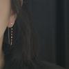 925 Silver Lips O Word Chain Tassel Stud Earrings Women 14k Gold Plating Earrings Summer Beach Party Jewelry
