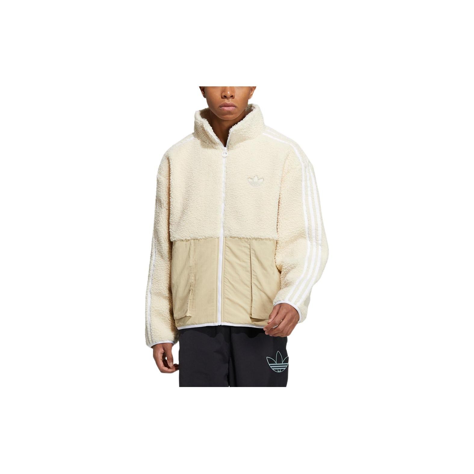 

Adidas Originals Classic Trefoil Stand Collar Fleece Jacket with Pouch Pocket Unisex Jackets Off-White HY1378 XS