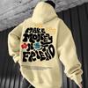 European and American Trend Men's and Women's Sweaters Printed Fleece Long-sleeved Hooded Pullover Spring and Autumn Shoulder-sleeved Sweater