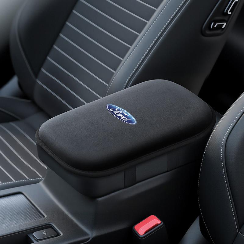 Car Plush Armrest Pad Center Console Cushion Armrest Pad For Ford Mustang Fiesta Focus Ecosport Kuga Edge F150 Ranger KA Sticker