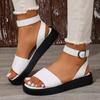 2026 Summer New Plus Size Women's Thick Sole Casual One Strap Roman High Heel Sandals Outdoor Wear