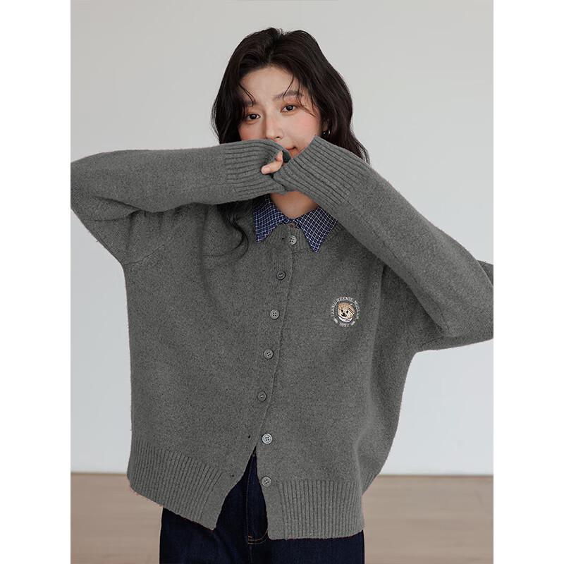 Lanzhi Women s Round Neck Knit Cardigan One Size