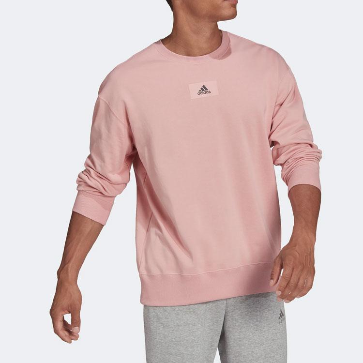 Adidas Loose Casual Printed Round Neck Sweatshirt Unisex Tops Pink HE4349
