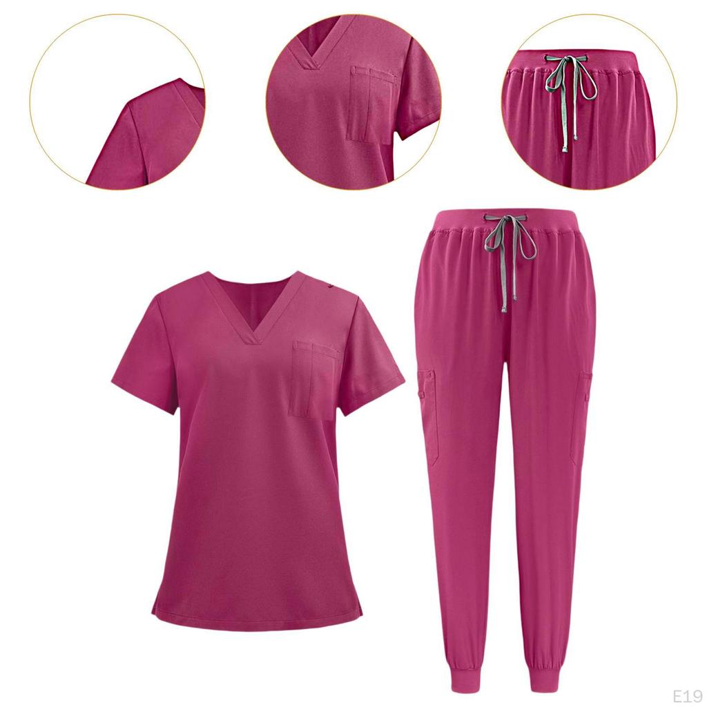 Women Scrub Uniform Set Jogging Cloth Top and Jogger Pants for Yoga Pet Grooming