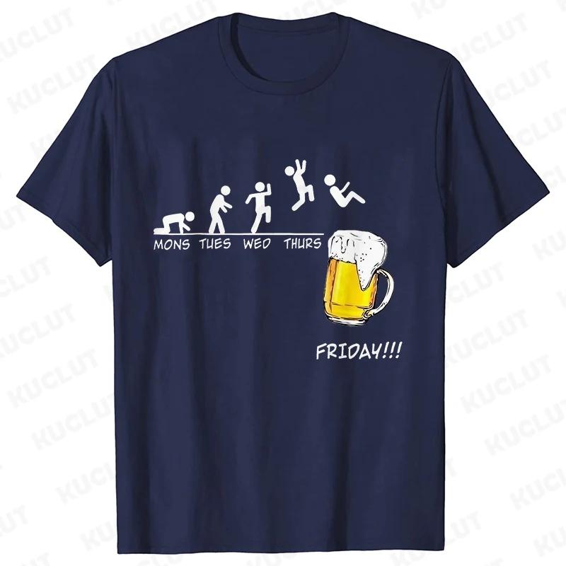 Funny T-Shirts for Men Drinking Lover Y2k Tops Oversized Clothing Short Sleeve Friends Friday Beer Day Weekend Party Streetwear